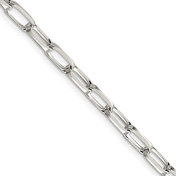 5mm Sterling Silver Elongated Open Cable Chain Necklace 20 Inch